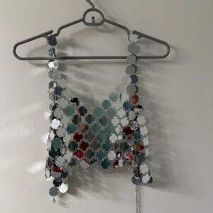 Women’s Silver Mesh Cropped Top